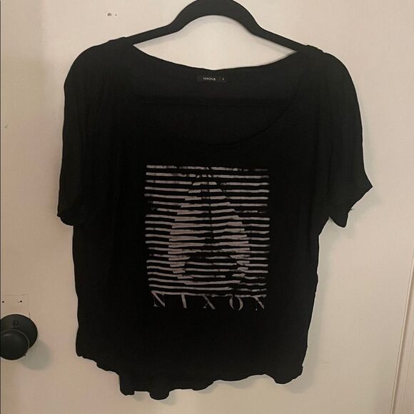Nixon Black Women's Tee with Striped Graphic - Picture 1 of 3